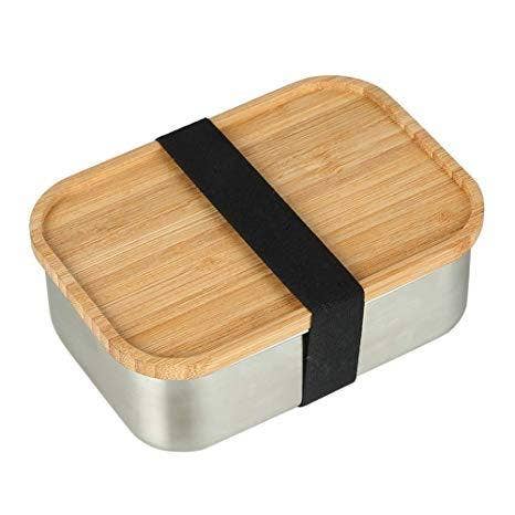 1200ML Edelstahl Brotdose Brotzeit Lunchbox mit Klips Auslaufsicher Bento Box